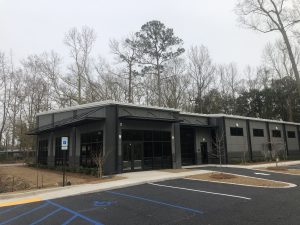 black retail storefront