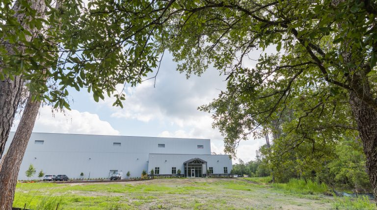grey pre-fab metal building